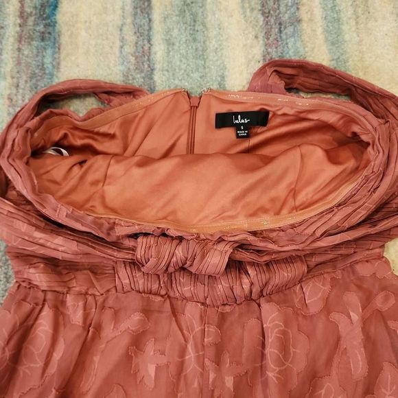 Lulus Womens Rose Floral Chiffon Jumpsuit Sleeveless Burnout Pink Small Size - Picture 7 of 10